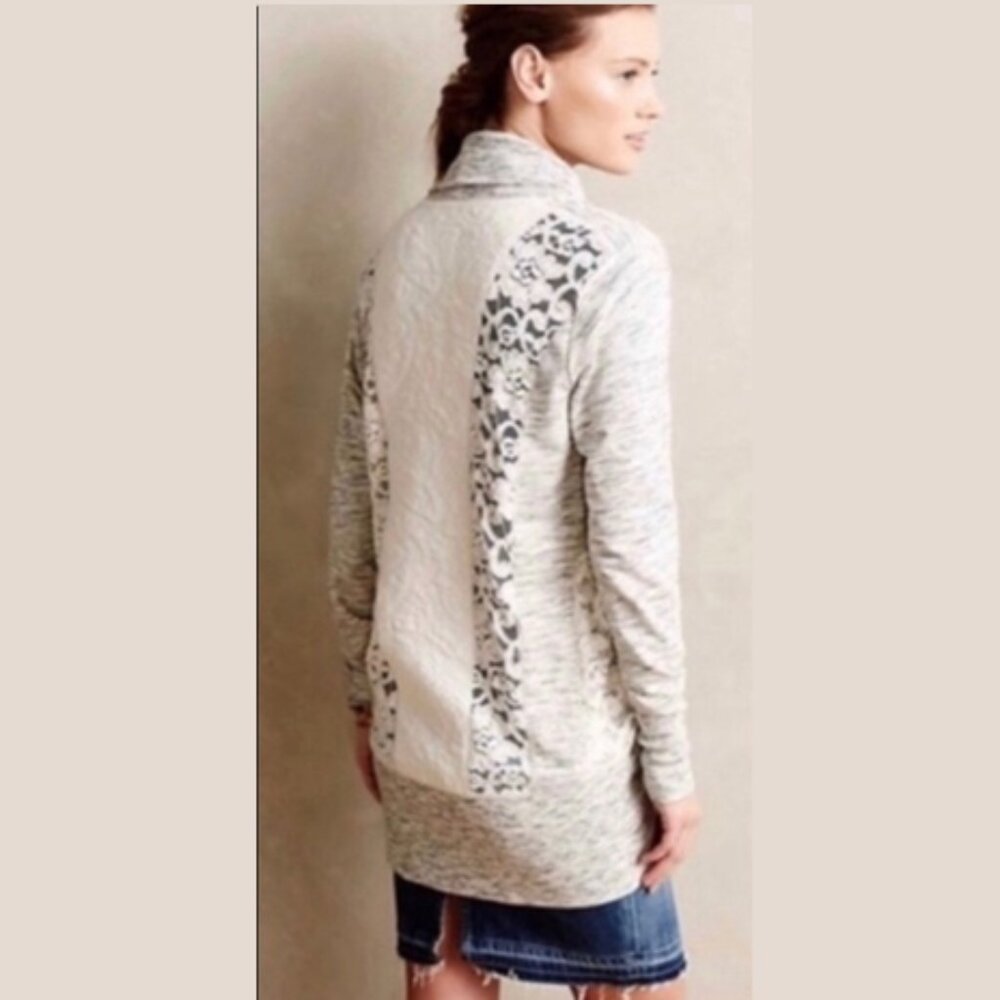 Saturday Sunday by Anthropologie Space Dyed lace cocoon open front cardigan